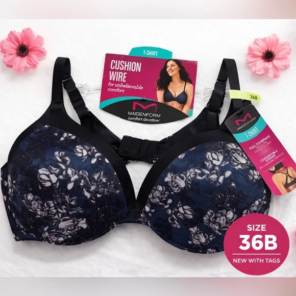 Maidenform 36B T-Shirt Bra | Cushion Wire | Floral | Convertible | NWT - Picture 1 of 2